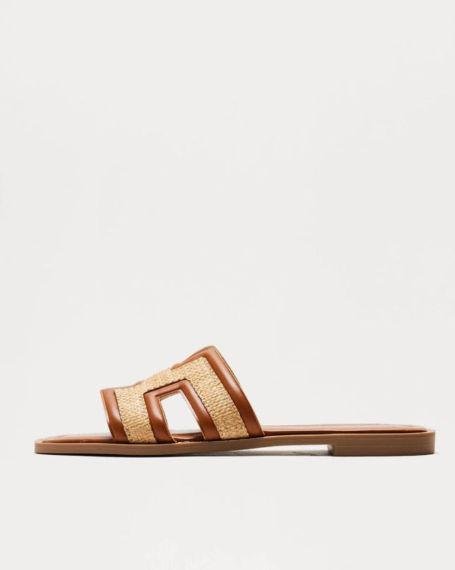 Brown H Flat Sandal