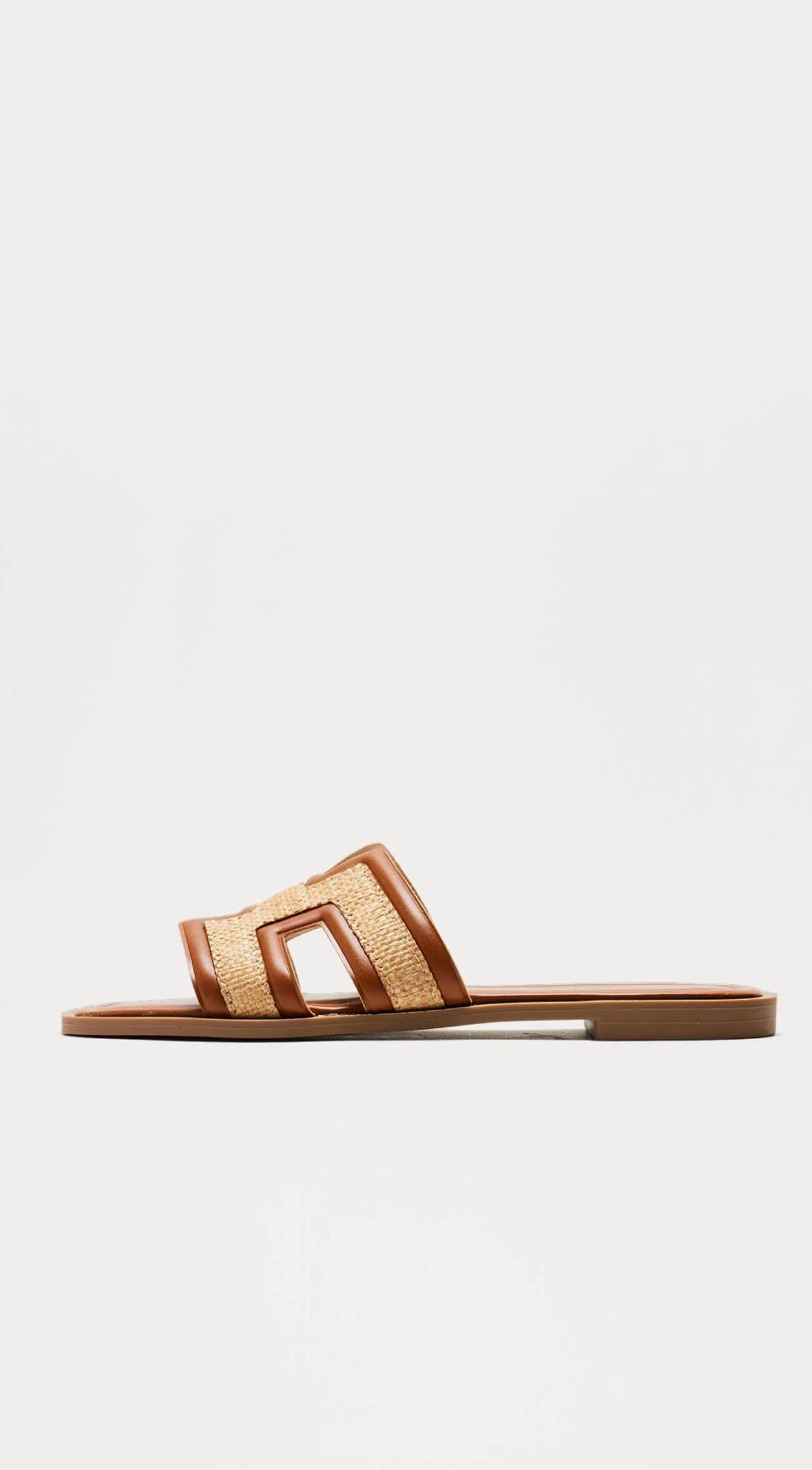 Brown H Flat Sandal