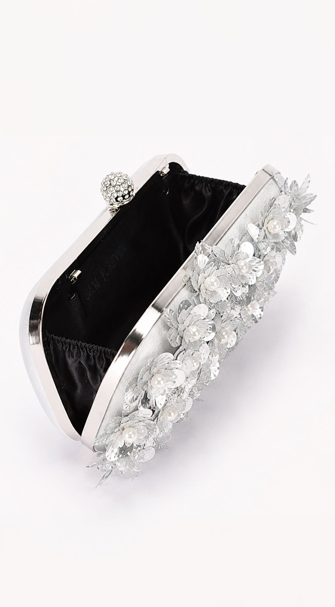 Silver Pearl & Petal Evening Clutch