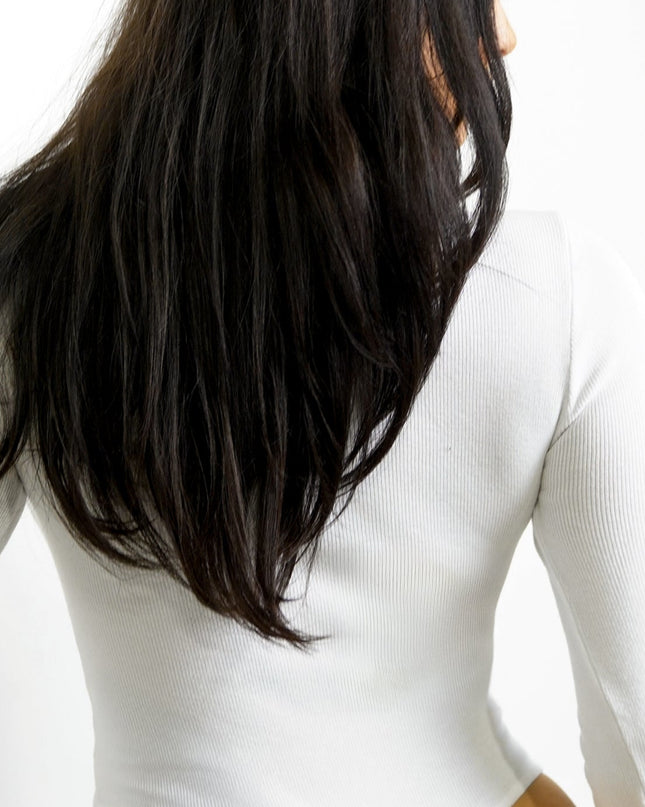 White Mock Neck Rhinestone Bodysuit