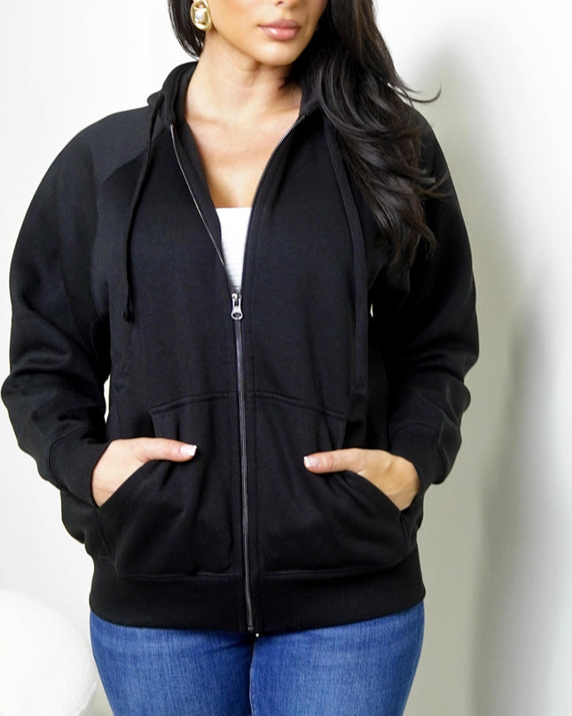 Black Off Duty Zip Up Boyfriend Hoodie