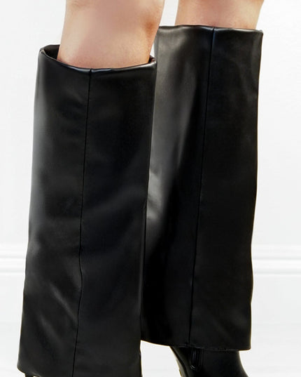 Black Toe Overlay High Heel Boots