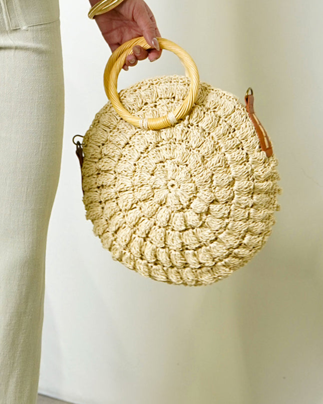 Ivory Straw Round Handbag