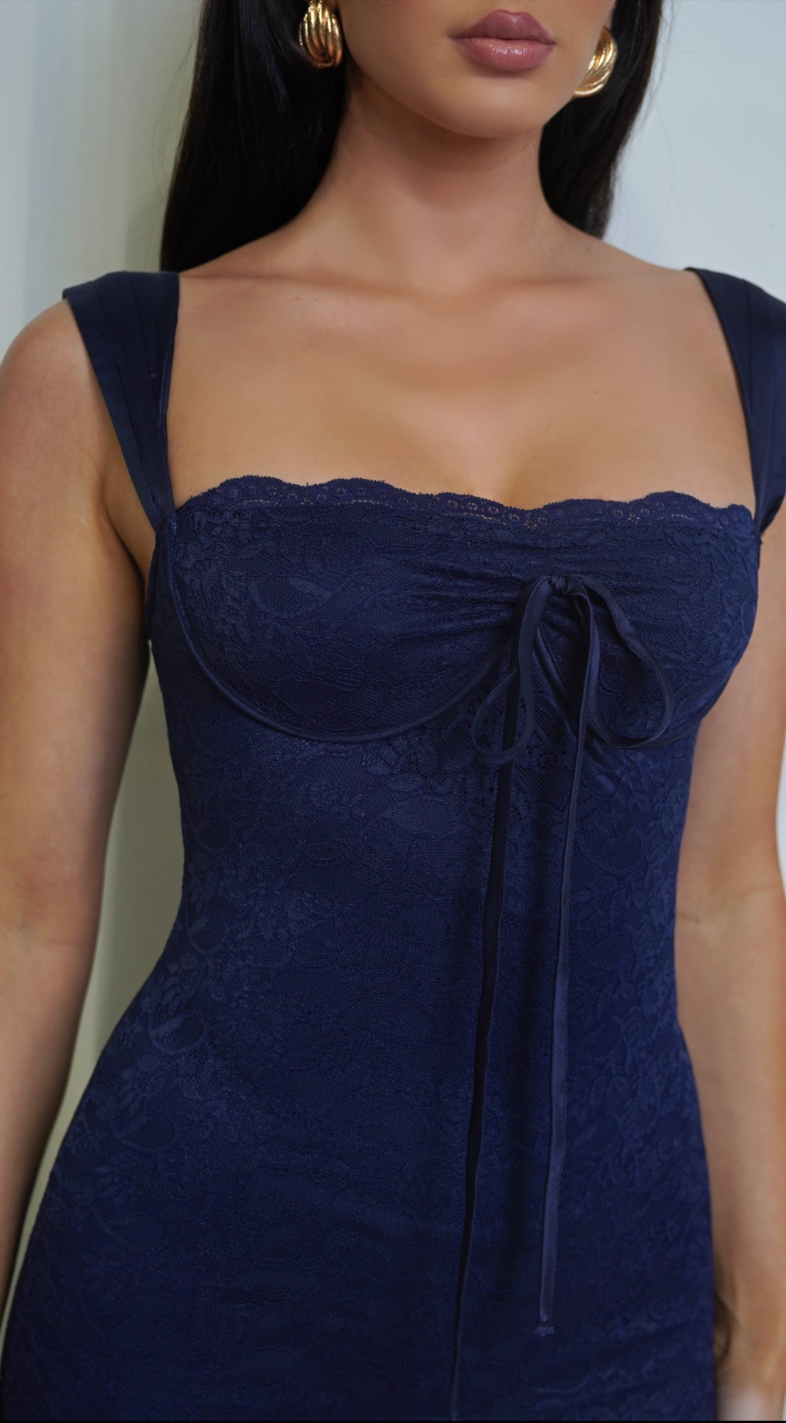 Navy Blue Lace Maxi Dress