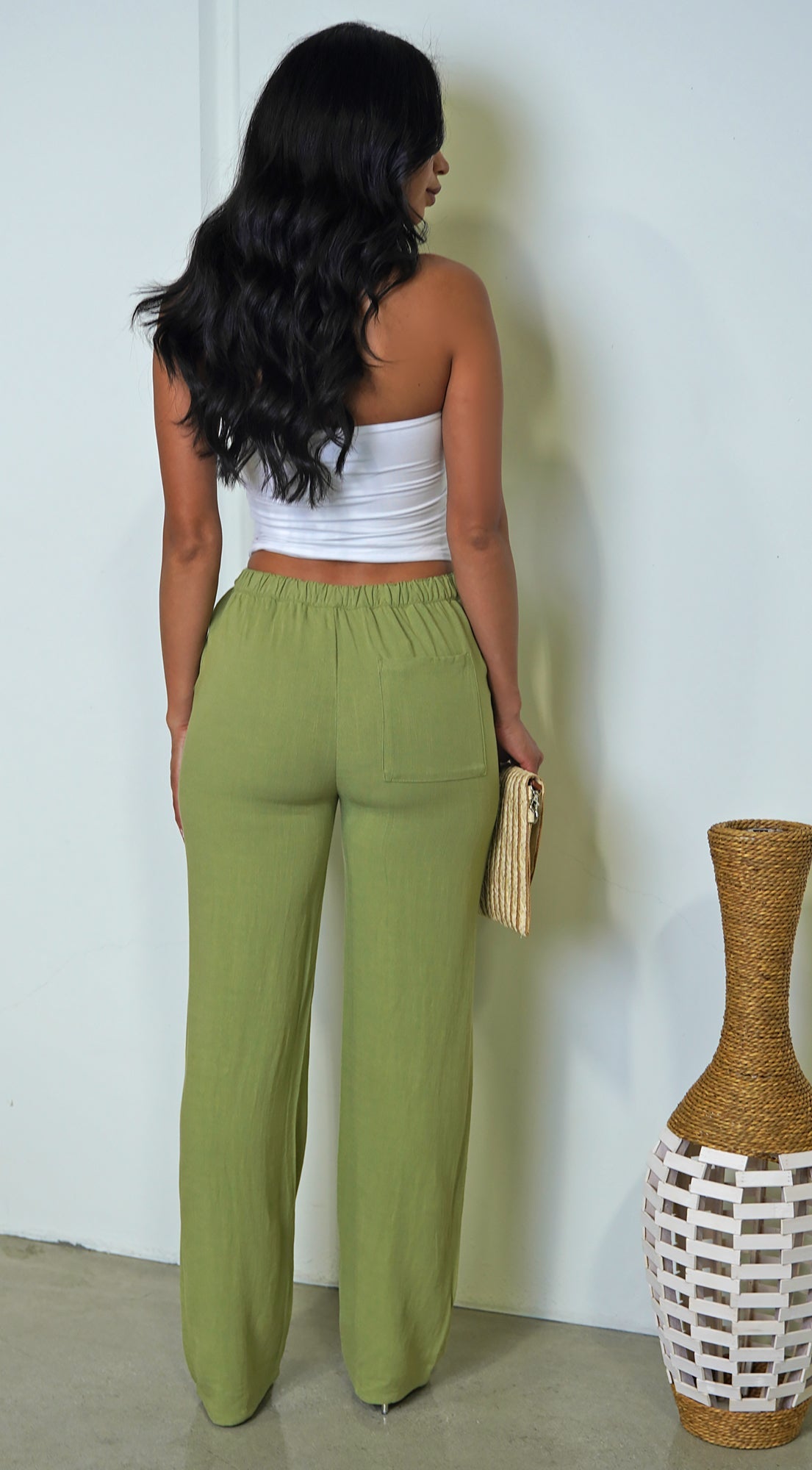 Green Cora Linen Pants