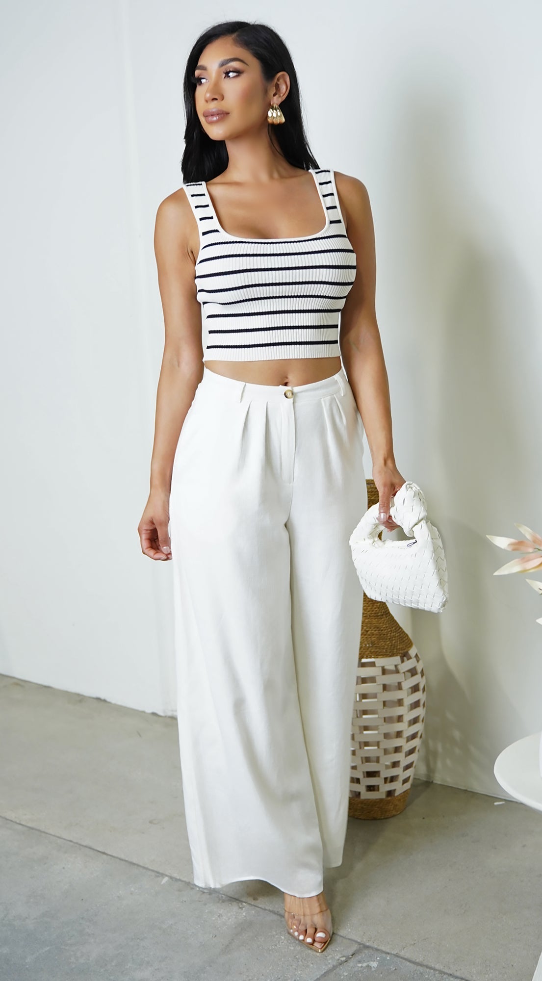 White Linen Wide Pants