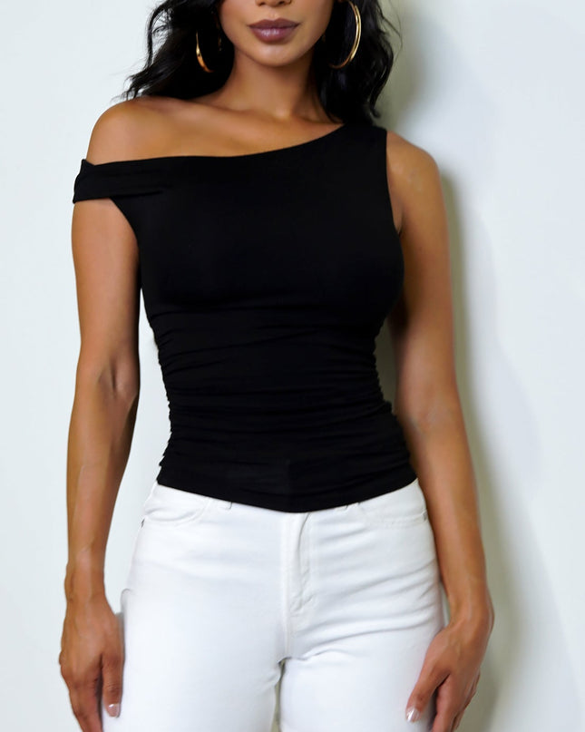 Black One Shoulder Top