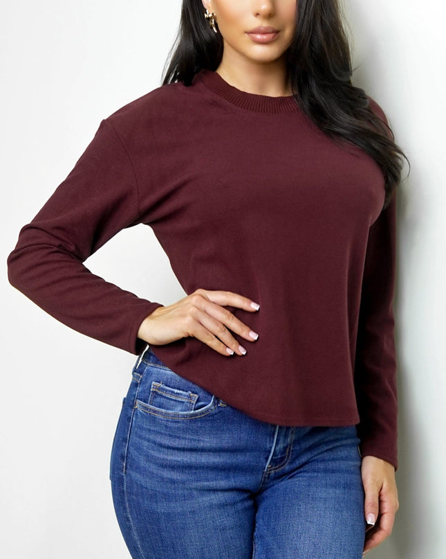 Burgundy Soft Knit Long Sleeve Top