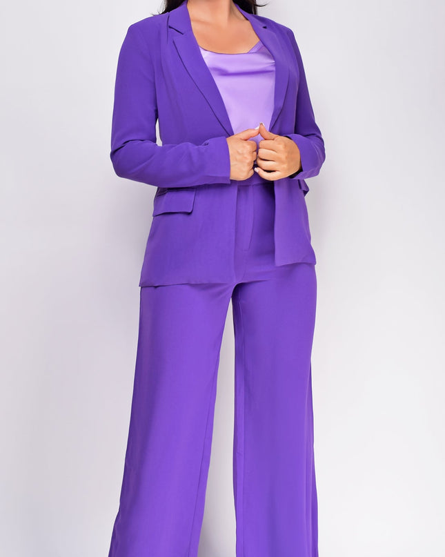 Purple Blazer And Pants Set
