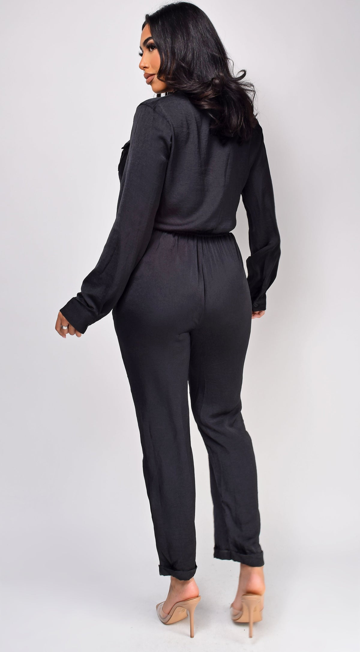 Black Satin Jumpsuit