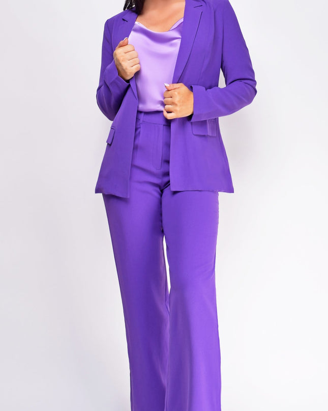 Purple Blazer And Pants Set