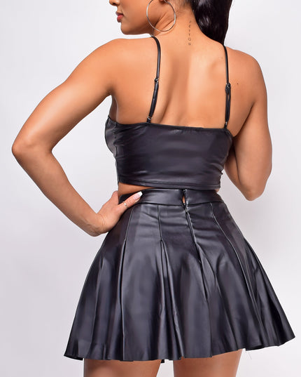 Black PU Bustier Top