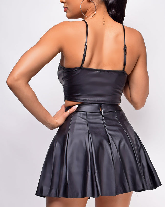 Black PU Bustier Top