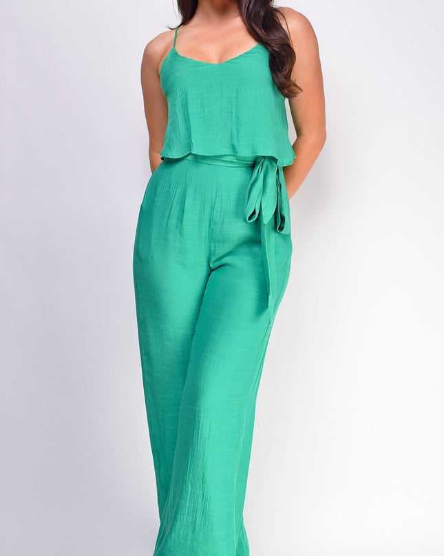 Green Cami Layered Jumpsuit