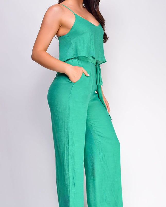 Green Cami Layered Jumpsuit