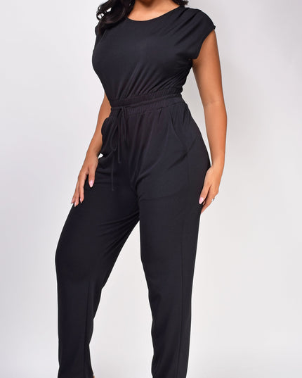Black Tie Waist Jumpsuit