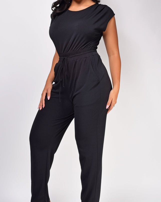 Black Tie Waist Jumpsuit