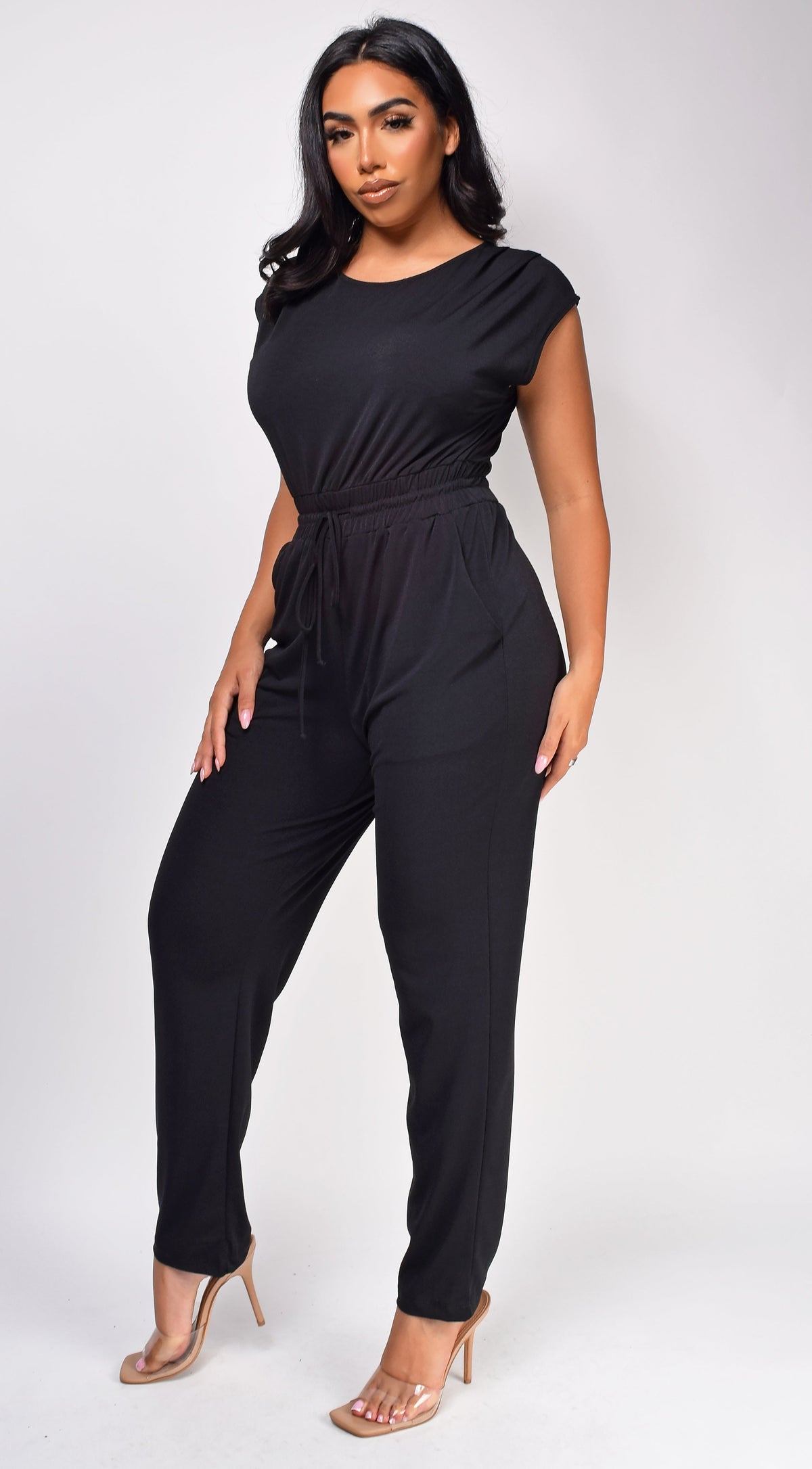 Black Tie Waist Jumpsuit