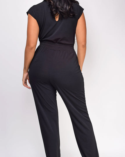 Black Tie Waist Jumpsuit