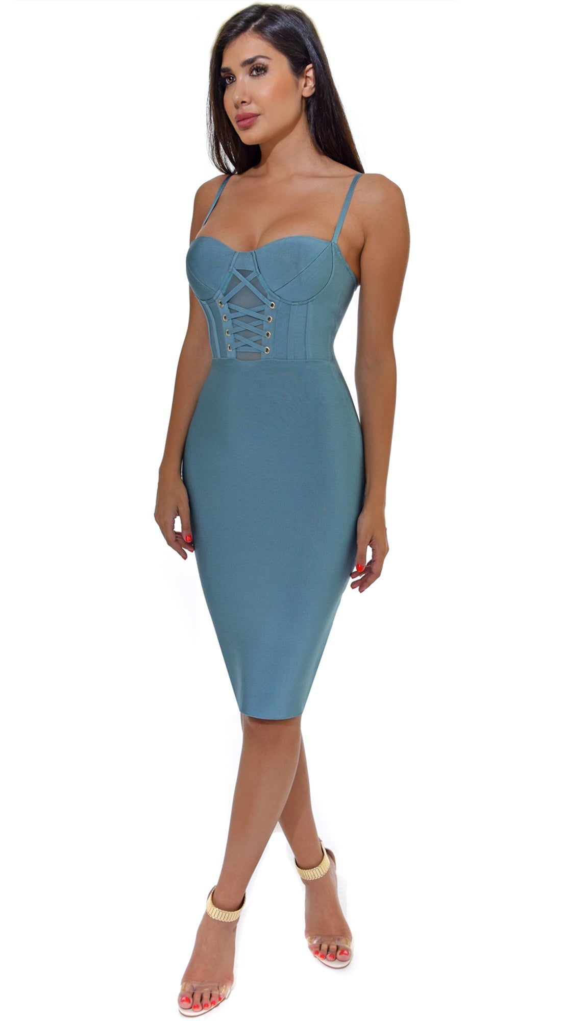 Blue Corset Bustier Bandage Dress