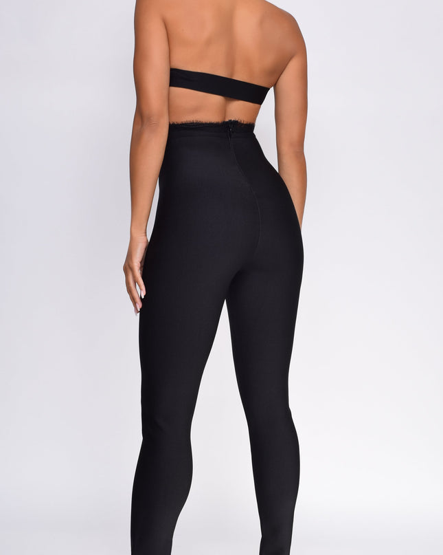 Black Lace Front Bandage Jumpsuit