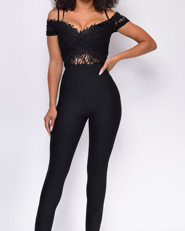 Black Lace Bandage Jumpsuit