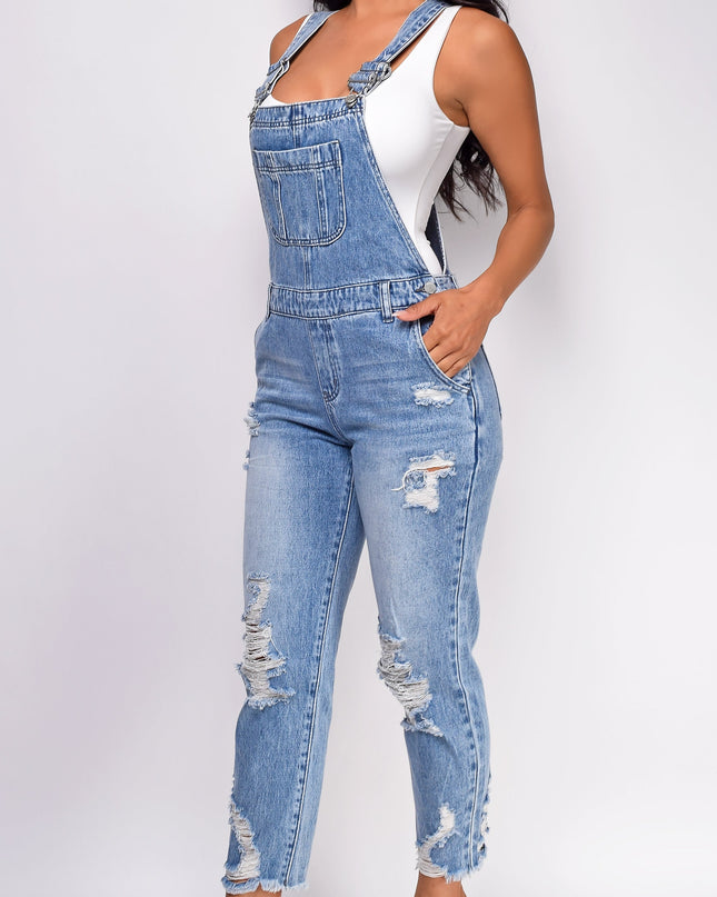 Blue Medium Wash Denim Overalls