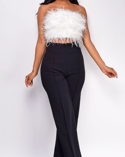 White Feather Crop Top