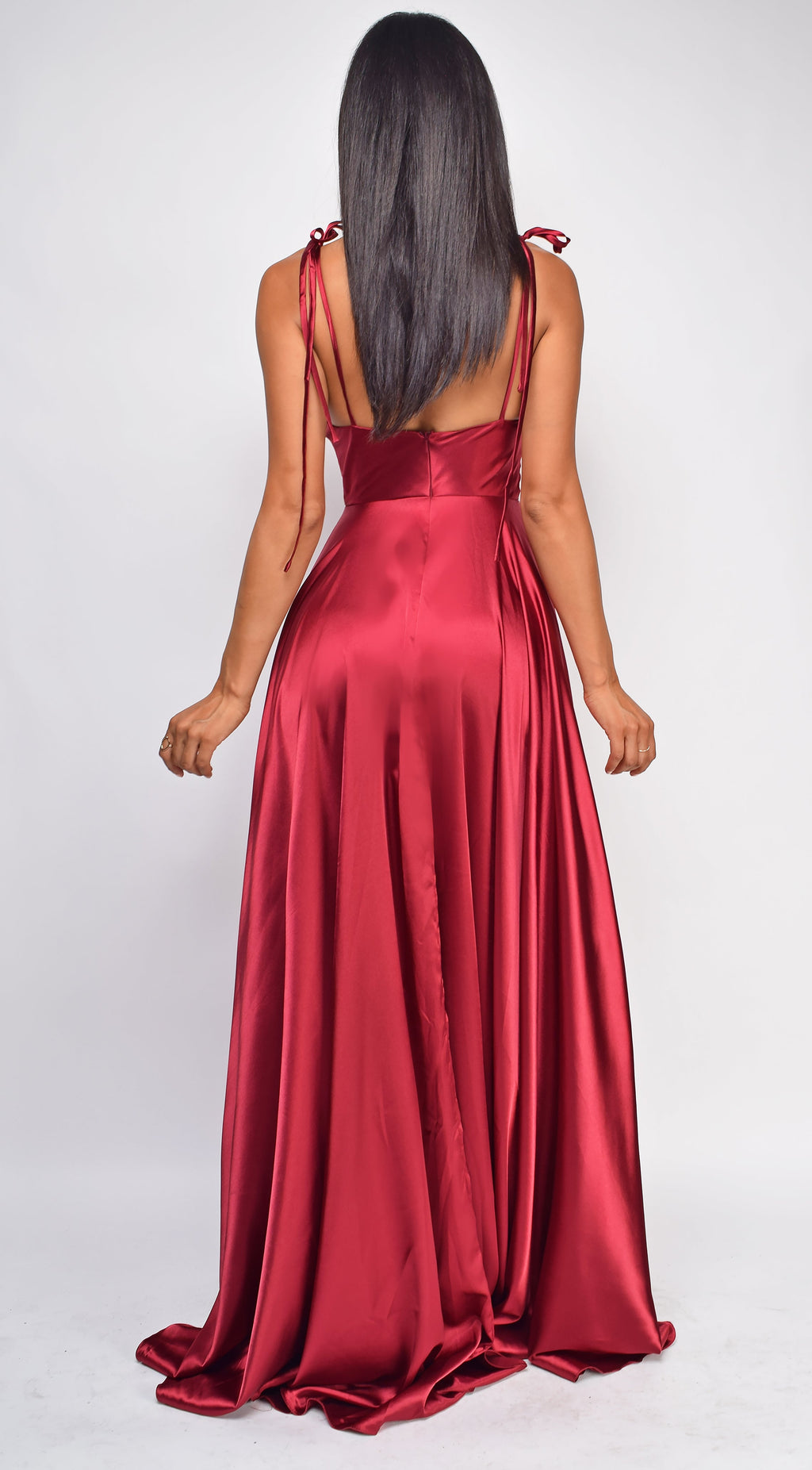 Red Drape Neck Gown