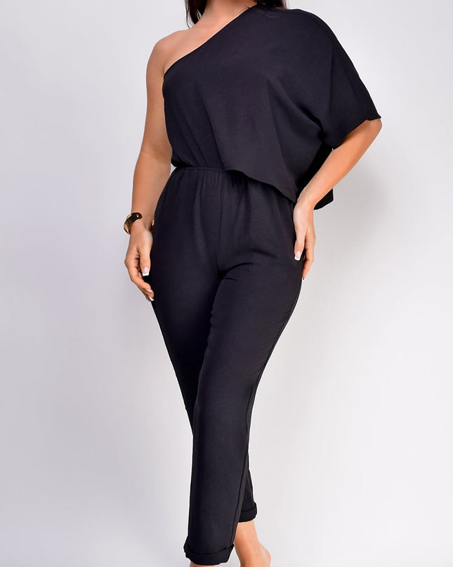 Black Black One Shoulder Jumpsuit