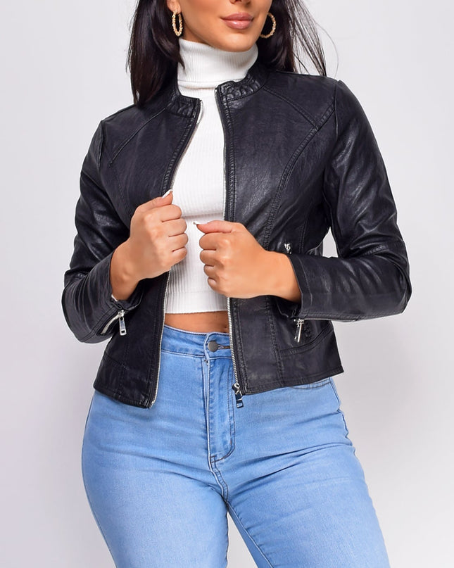 Black Classic Faux Leather Jacket
