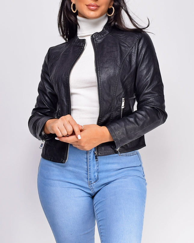 Black Classic Faux Leather Jacket