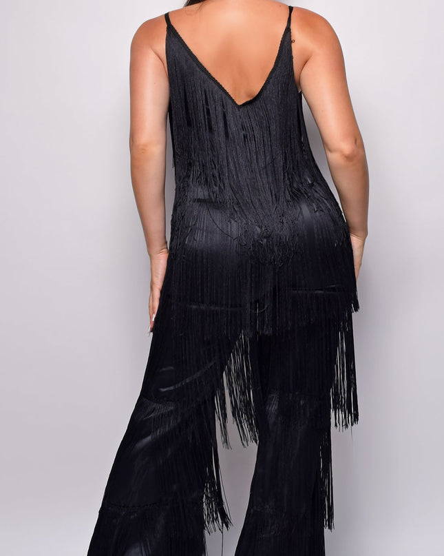 Black Fringe Jumpsuit