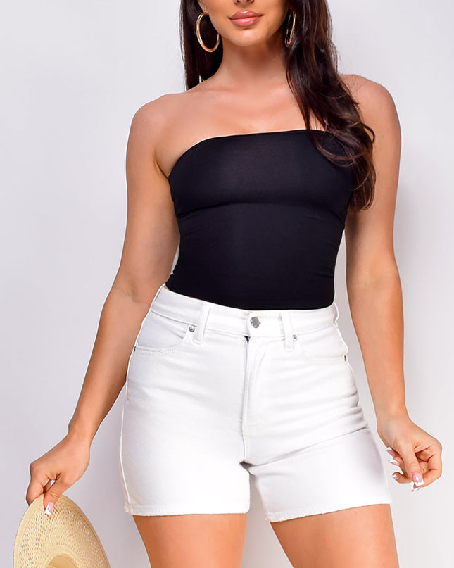 Black Basic Bandeau Tube Top
