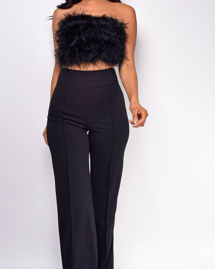 Black Feather Crop Top