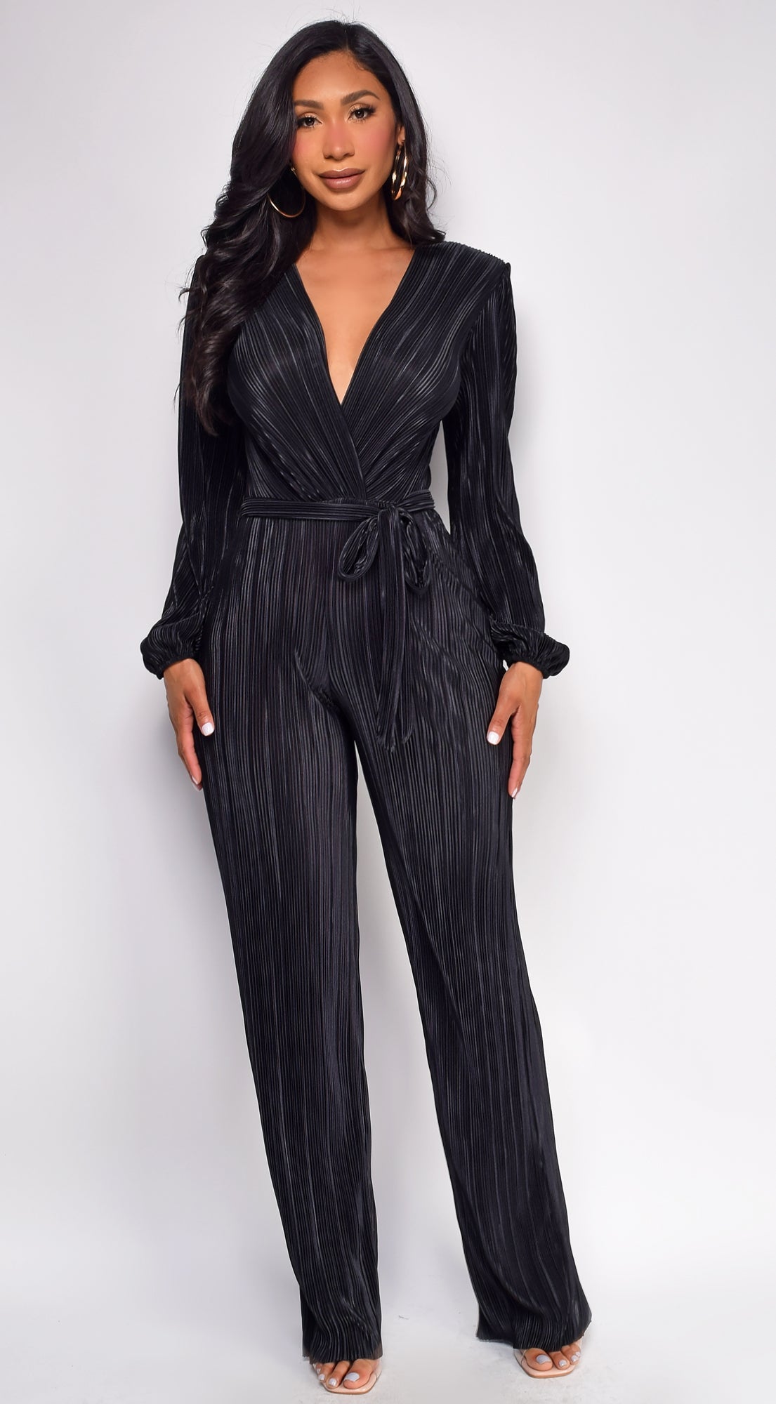 Black Juna Surplice Jumpsuit