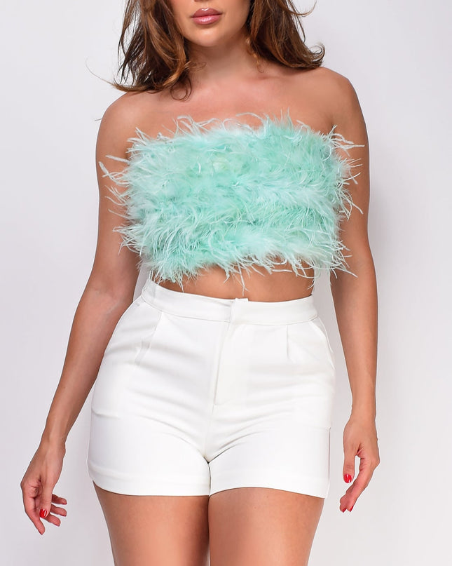 Mint Green Feather Tube Top