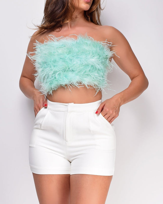 Mint Green Feather Tube Top