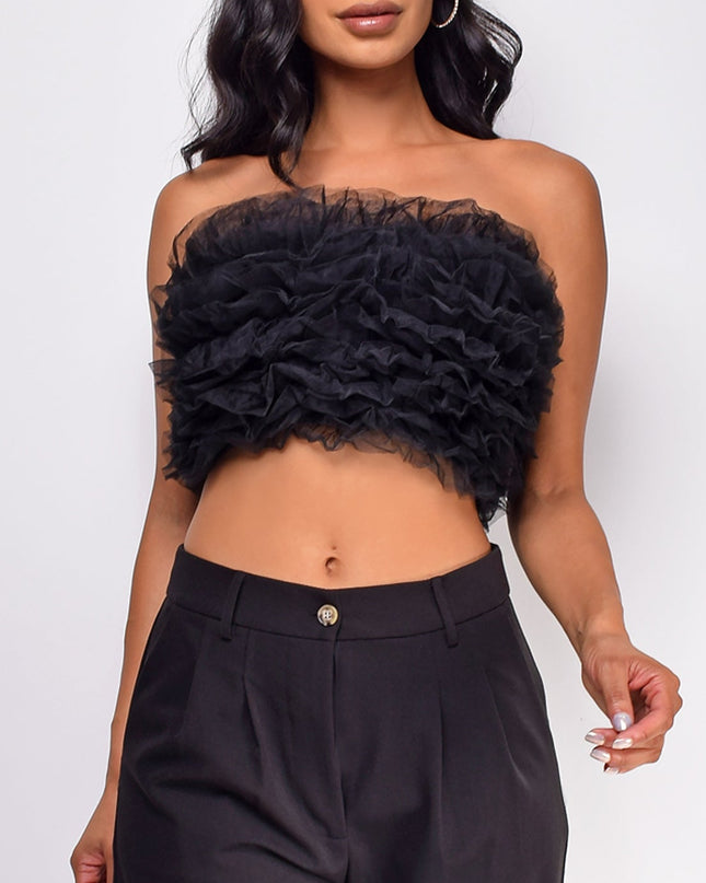 Black Mesh Tulle Tube Top