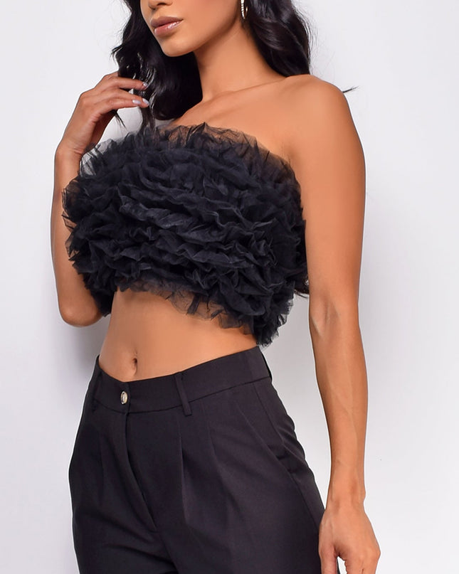 Black Mesh Tulle Tube Top