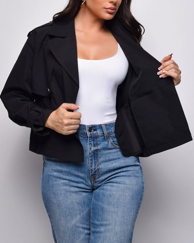 Black Cropped Trench Jacket