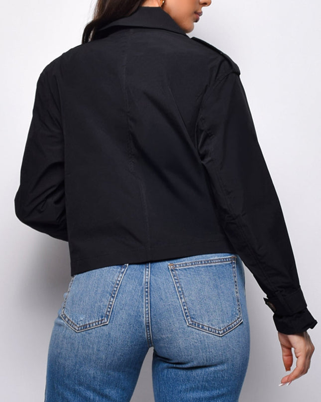 Black Cropped Trench Jacket