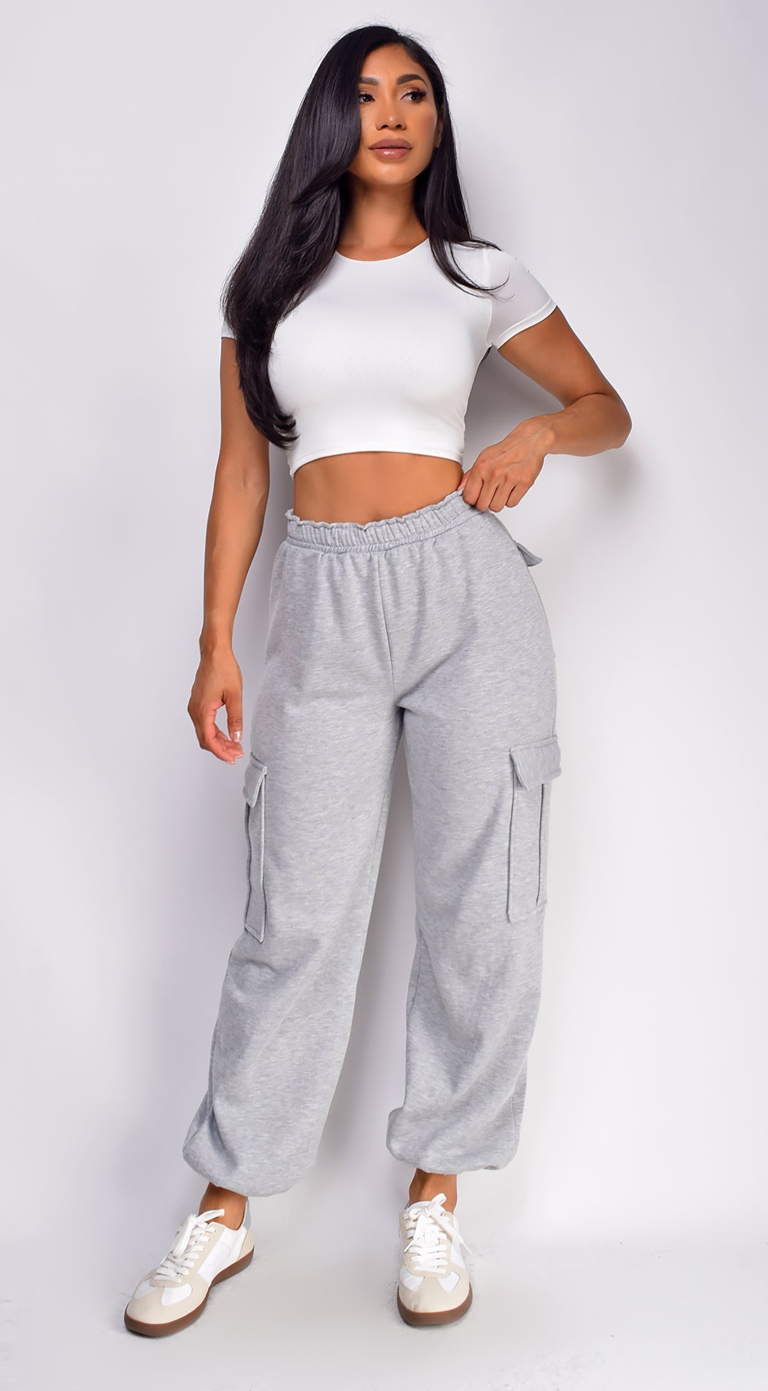Gray Oversized Cargo Joggers