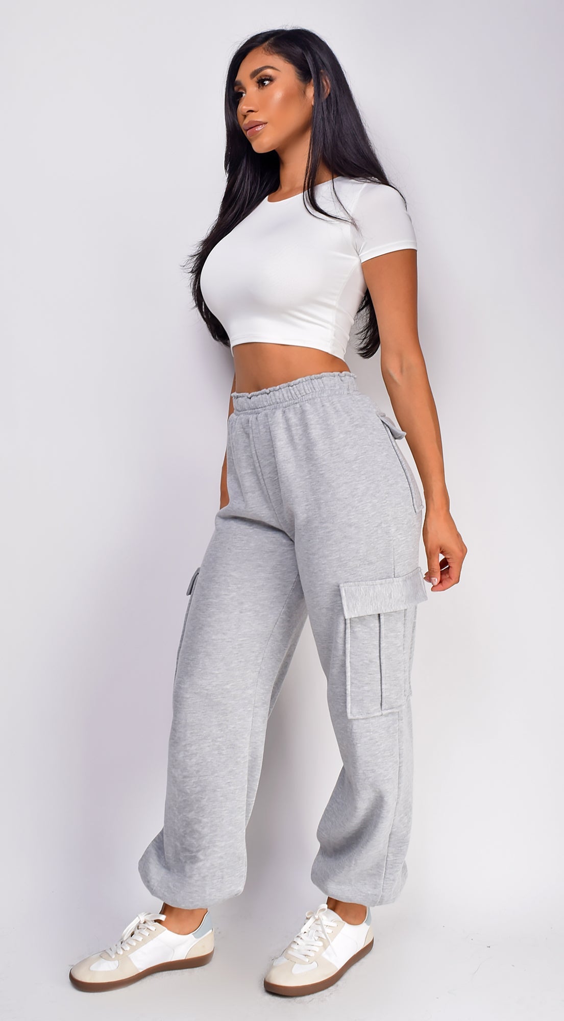 Gray Oversized Cargo Joggers
