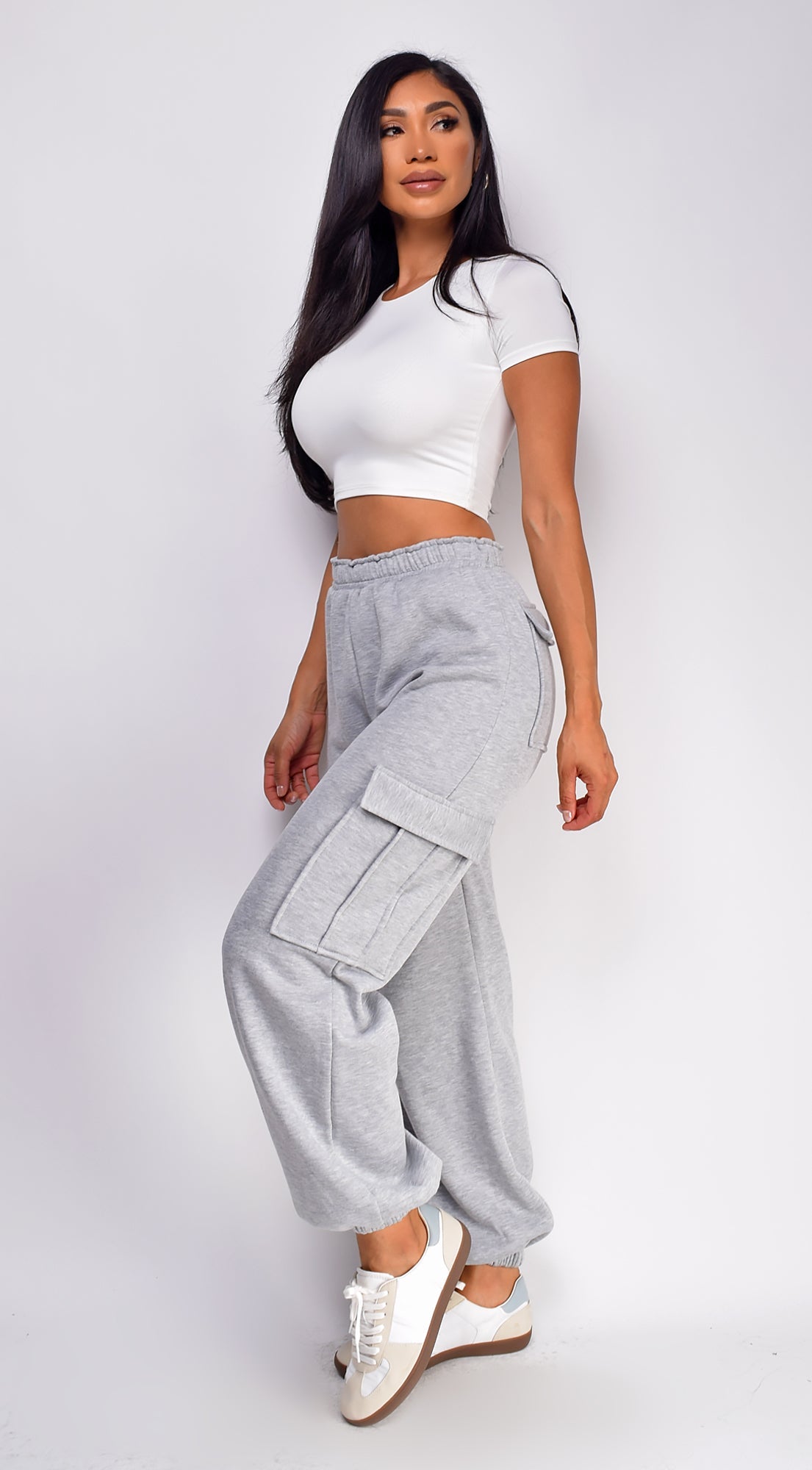 Gray Oversized Cargo Joggers