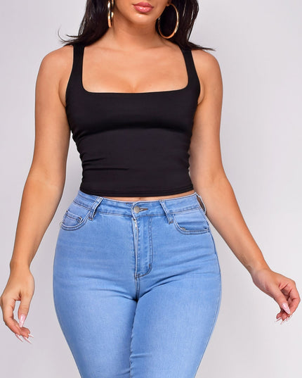 Black Scoop Neck Tank Top