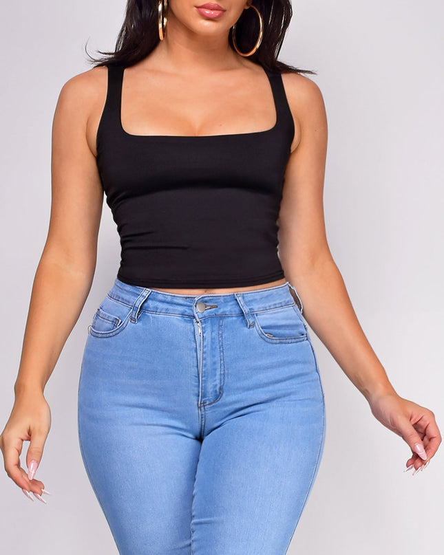 Black Scoop Neck Tank Top
