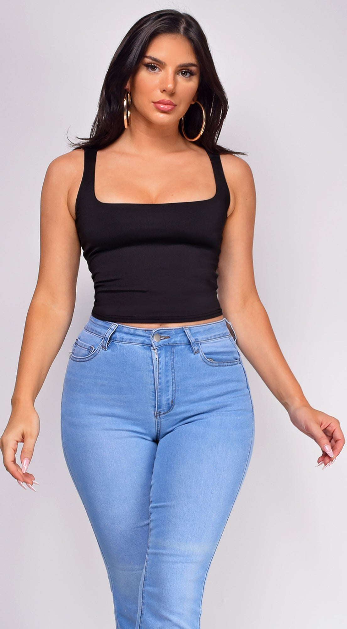 Black Scoop Neck Tank Top