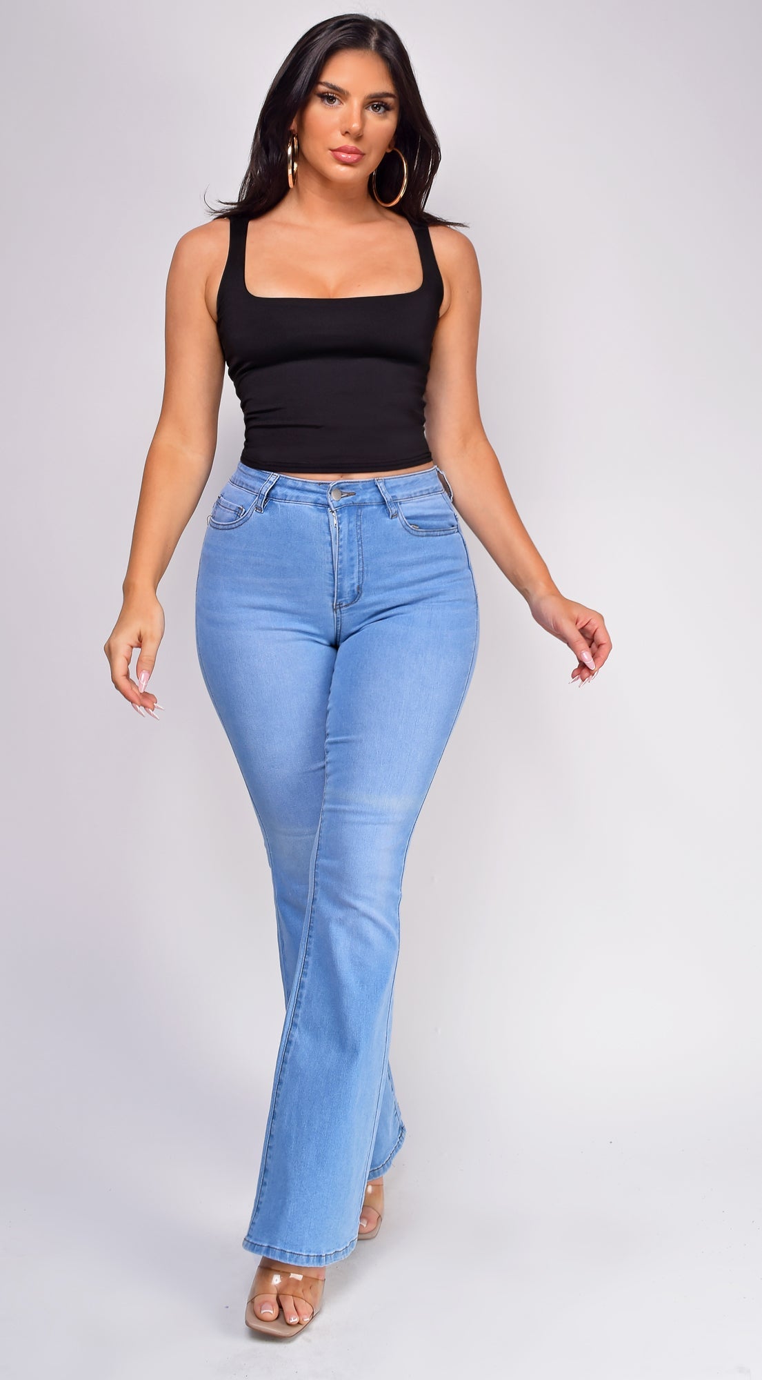 Blue Light Wash High Rise Bootcut Flare Jeans