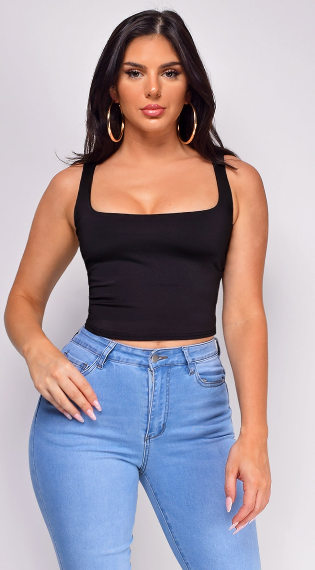 Black Scoop Neck Tank Top